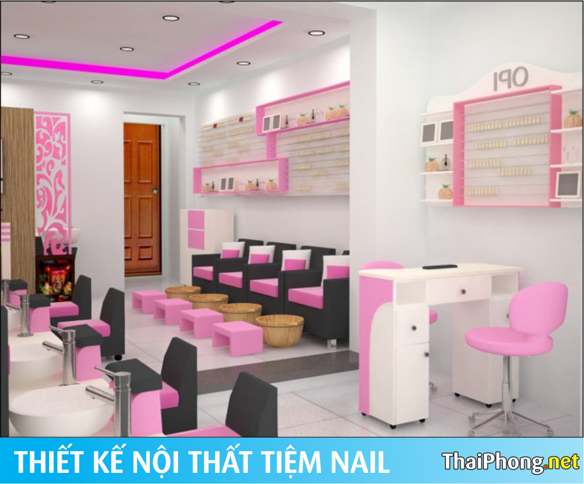 Tiệm làm nail màu hồng