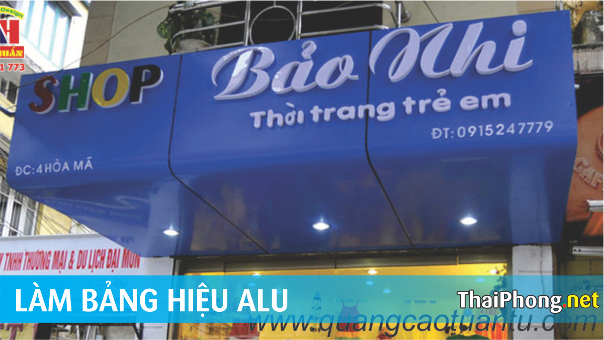 Lảm bảng hiệu alu cho Shop Bảo Nhi thời trang trẻ em