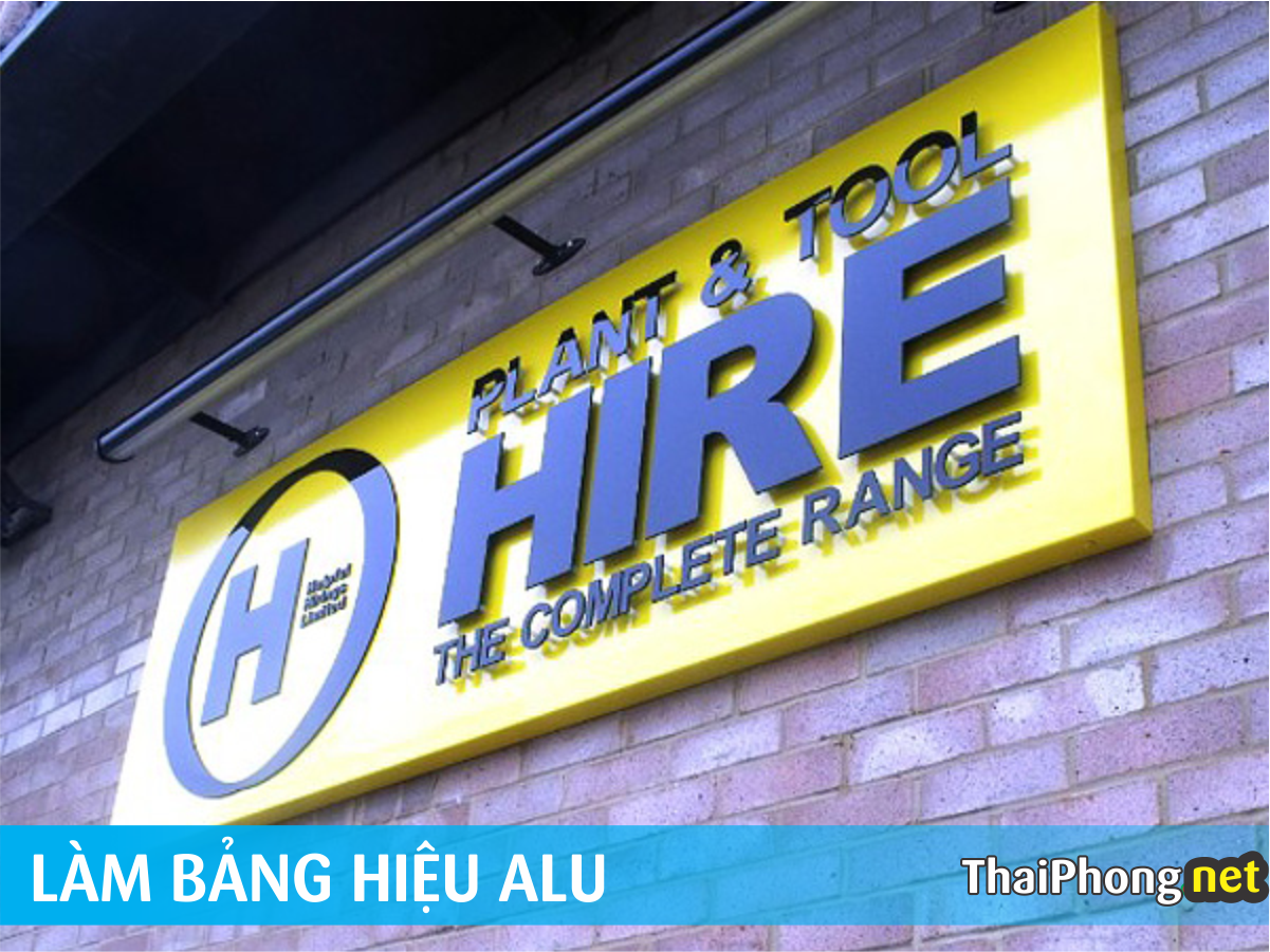 Làm bảng hiệu alu chữ mica nổi cho công ty HIRE