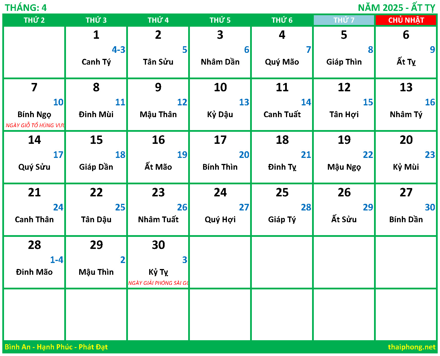  Tải Lịch Vạn Niên Năm 2025 Ất Tỵ: PDF, Excel, Vector ️ Thảo Mộc Thái Phong 